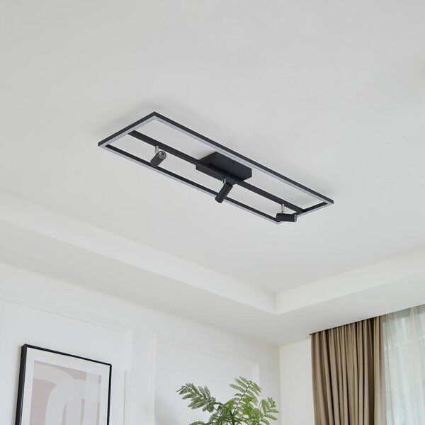 Lampa sufitowa LED Yvor Lucande, czarny, salon / jadalnia, aluminium, nowoczesny