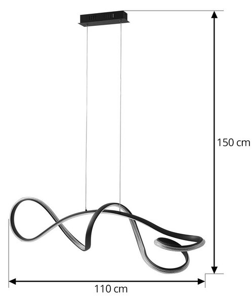Lampa wisząca Rodado Lucande, czarny, salon / jadalnia, aluminium, nowoczesny