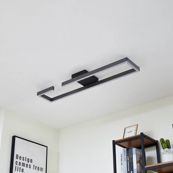 Lampa sufitowa LED Yvor Lucande, czarny, salon / jadalnia, aluminium, nowoczesny