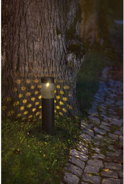 Czarne oświetlenie solarne LED ze stali nierdzewnej Star Trading Blace, wys. 39 cm