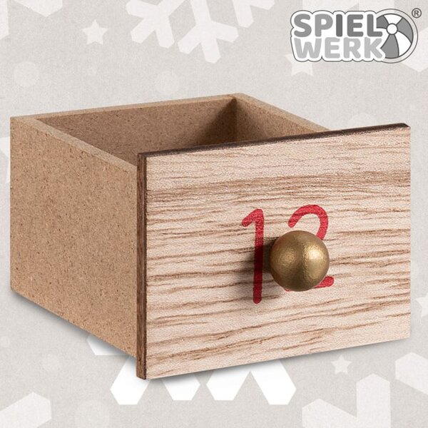Drewniany kalendarz adwentowy ŚWIĘTY MIKOŁAJ z oświetleniem, 35x6x27cm, biała/brązowa Spielwerk