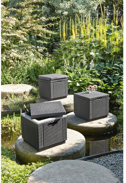 Ciemnoszary puf ogrodowy Cube – Keter