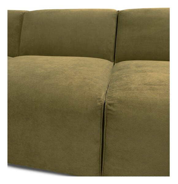 Zielona sztruksowa sofa modułowa w kształcie litery "U" Scandic Sting, lewostronna