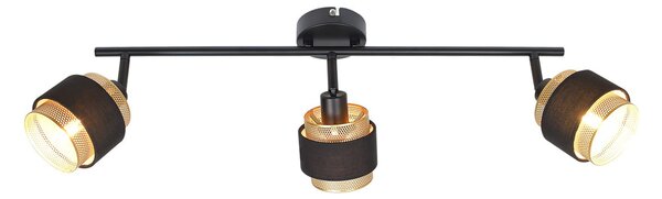 Renez SPL-95820-3 lampa sufitowa czarna abażury złota siatka z tkaniną 3xE14