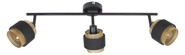 Renez SPL-95820-3 lampa sufitowa czarna abażury złota siatka z tkaniną 3xE14