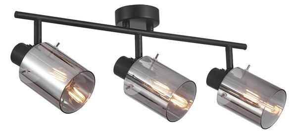 SARDO spoty czarne na listwie klosze dymione 3xE14 SPL-5581-3-BK-SG