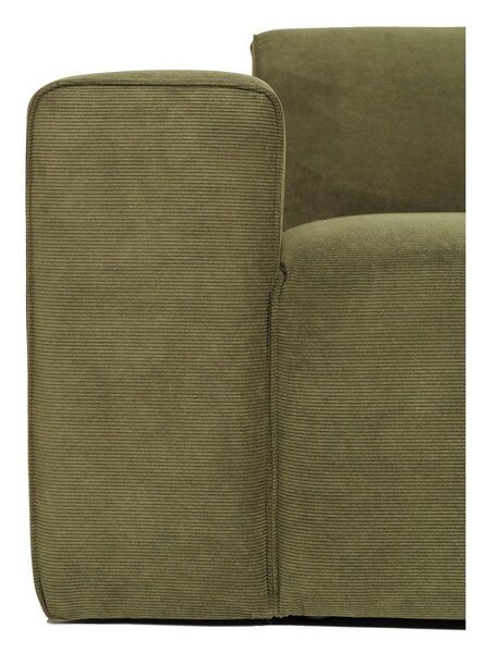 Zielona sztruksowa sofa modułowa w kształcie litery "U" Scandic Sting, prawostronna