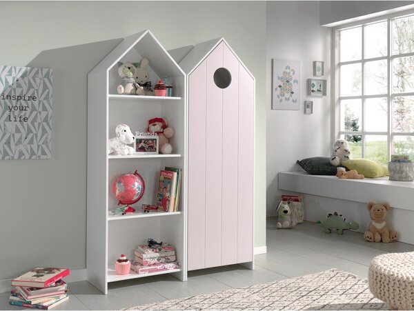 Biało-jasnoróżowa szafa dziecięca otwarta 115x171,5 cm CASAMI – Vipack