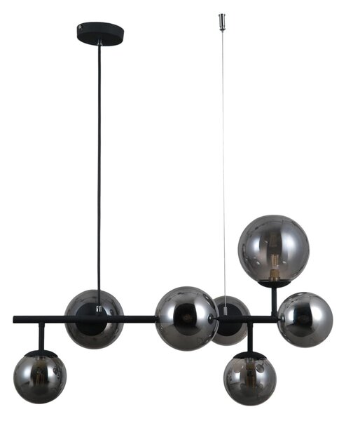 FRONTERA lampa wisząca czarna klosze dymione różne rozmiary 7xG9 PND-40423-7