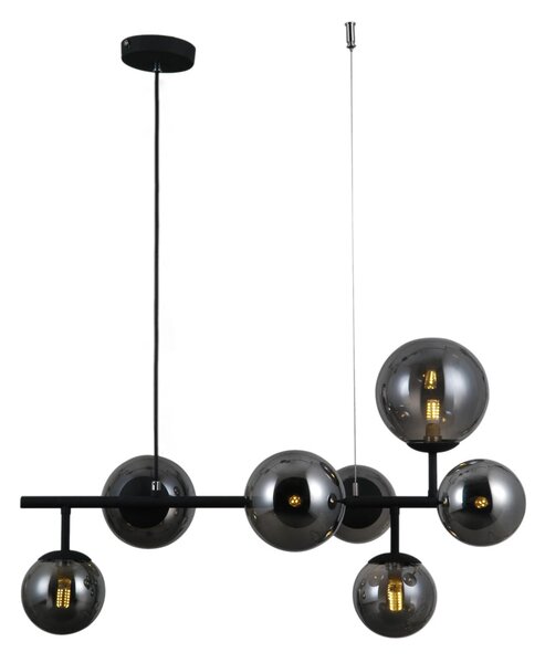 FRONTERA lampa wisząca czarna klosze dymione różne rozmiary 7xG9 PND-40423-7