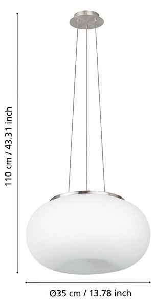 EGLO Lampa wisząca Optica, możliwość ściemniania, biały / opal, salon / jadalnia, szkło, nowoczesny