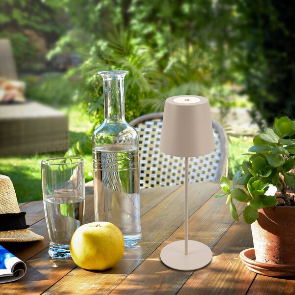 Briloner Lampa stołowa LED 7508011, beżowa, 2 700 K IP44 ściemniacz dotykowy możliwość ściemniania, kremowy / amber, salon / jadalnia, metal, nowoczesny
