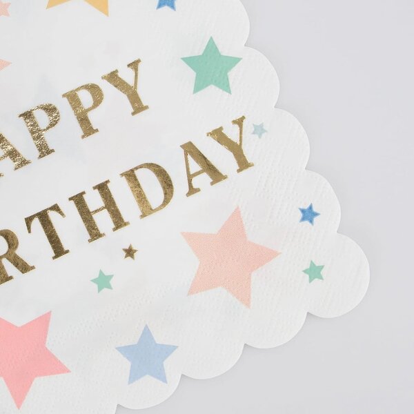 Papierowe serwetki zestaw 16 szt. Happy Birthday – Meri Meri
