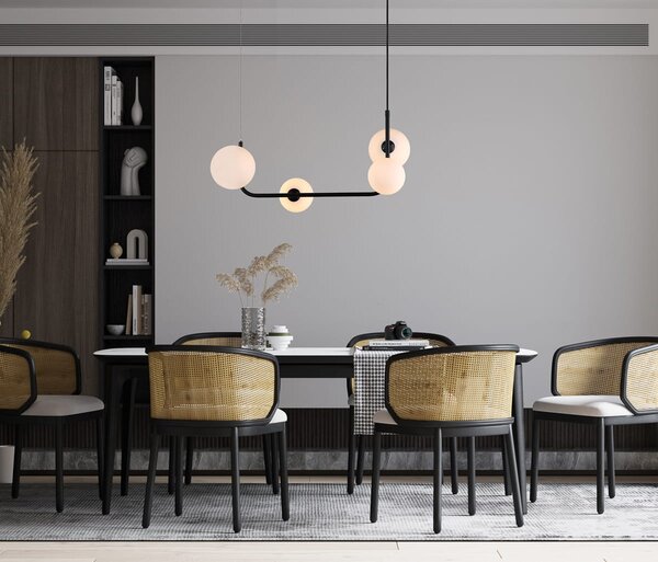 FERRAND nowoczesna lampa wisząca czarna nad stół z białymi kulami 4xG9 FerrandMDM-4123/4 BK
