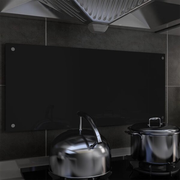 Panel ochronny do kuchni, czarny, 90x40 cm, szkło hartowane