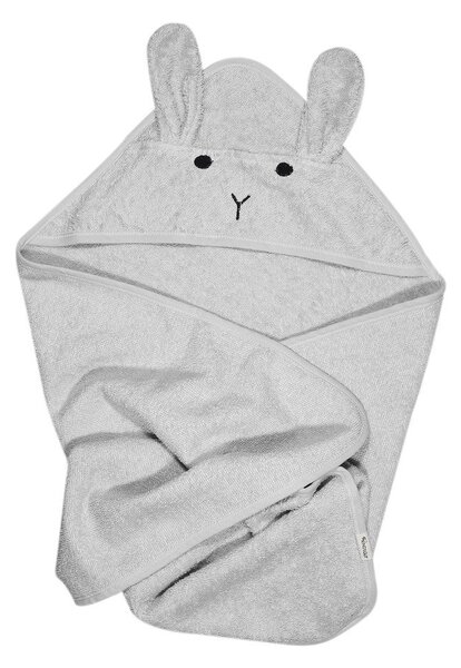 Szary bawełniany ręcznik dziecięcy z kapturem 76x76 cm Rabbit – Kindsgut