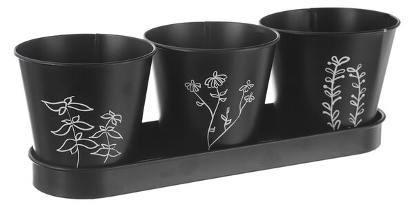 Metalowe doniczki na zioła zestaw 3 szt. ø 11 cm Black – Orion