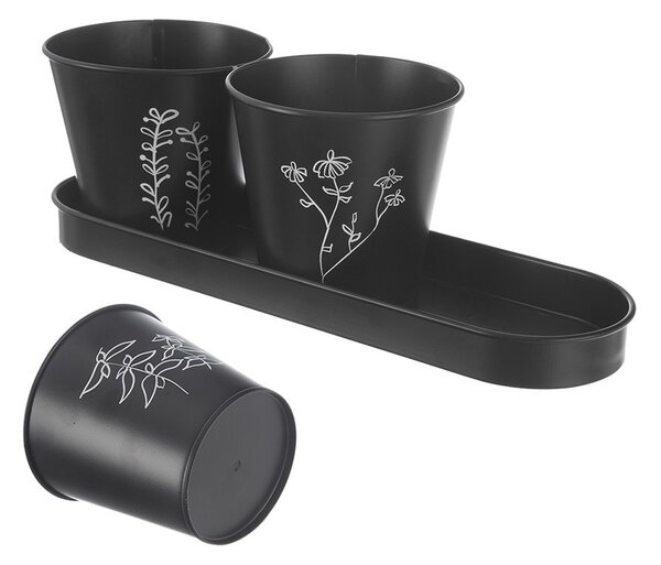 Metalowe doniczki na zioła zestaw 3 szt. ø 11 cm Black – Orion