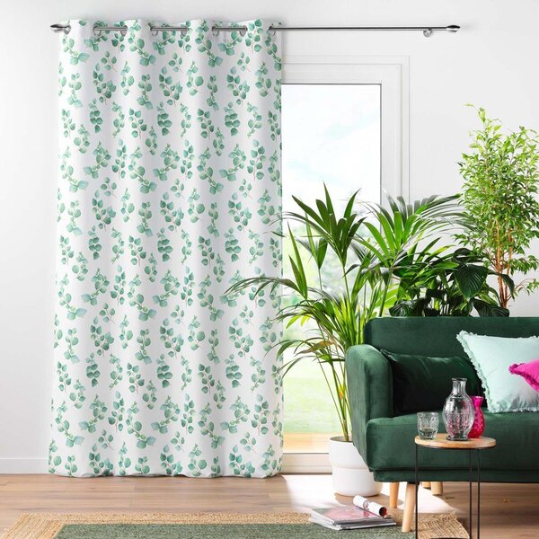 Biało-zielona zasłona 140x280 cm Leandre – douceur d'intérieur