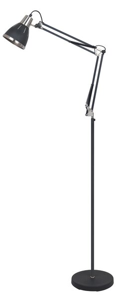 REMIRO lampa podłogowa retro czarna z dodatkiem nikiel mat regulowana 1xE27 ML-HN3047 BL+S.NICK