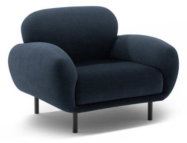 Ciemnoniebieski fotel z materiału bouclé Poppy – Micadoni