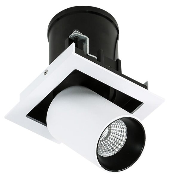 MERCANTA Single lampa wpuszczana biało czarna z regulowanym spotem LED 12W 4000K GL7117-1/12W 4000K WH+BL
