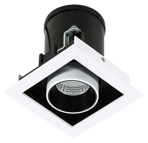 MERCANTA Single lampa wpuszczana biało czarna z regulowanym spotem LED 12W 4000K GL7117-1/12W 4000K WH+BL