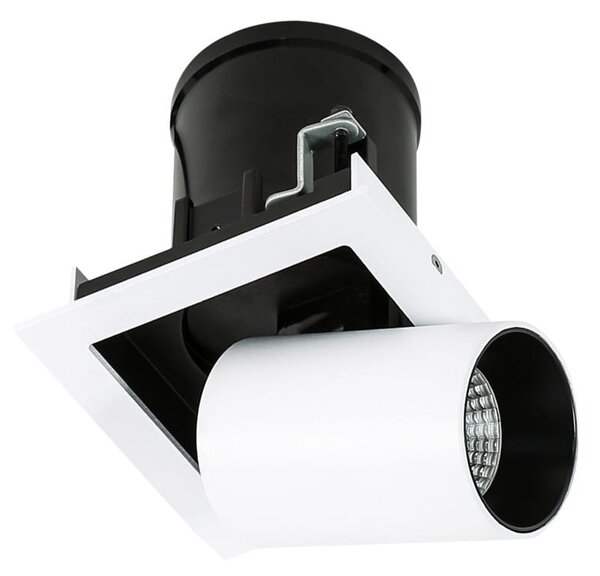MERCANTA Single lampa wpuszczana biało czarna z regulowanym spotem LED 12W 4000K GL7117-1/12W 4000K WH+BL
