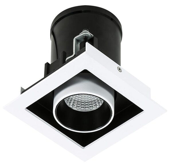 MERCANTA Single lampa wpuszczana biało czarna z regulowanym spotem LED 12W 4000K GL7117-1/12W 4000K WH+BL