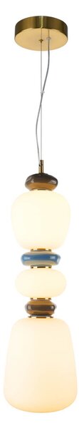 EVANS lampa wisząca różne klosze białe ceramiczne wstawki LED 19W 3000K wykończenie złote PND-94981V-3A-GD