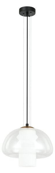 FEDER lampa wisząca klosz przezroczysty z białym dłuższym kloszem w środku 1xE27 PND-61001B-BK
