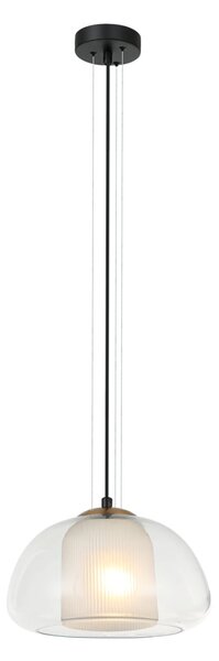 FEDER lampa wisząca klosz przezroczysty z białym kloszem w środku 1xE27 PND-61001A-BK