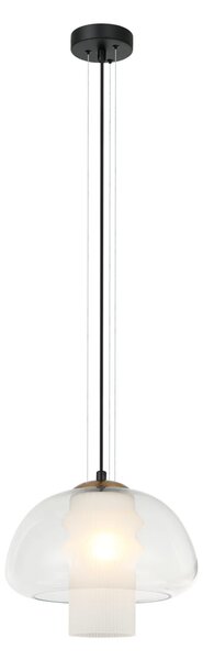 FEDER lampa wisząca klosz przezroczysty z białym dłuższym kloszem w środku 1xE27 PND-61001B-BK