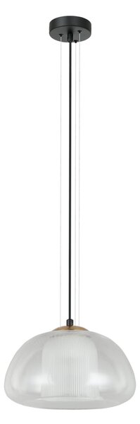 FEDER lampa wisząca klosz przezroczysty z białym kloszem w środku 1xE27 PND-61001A-BK