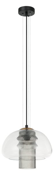 FEDER lampa wisząca klosz przezroczysty z dymionym dłuższym kloszem w środku 1xE27 PND-61001C-BK