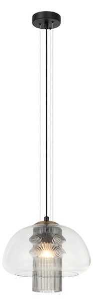 FEDER lampa wisząca klosz przezroczysty z dymionym dłuższym kloszem w środku 1xE27 PND-61001C-BK