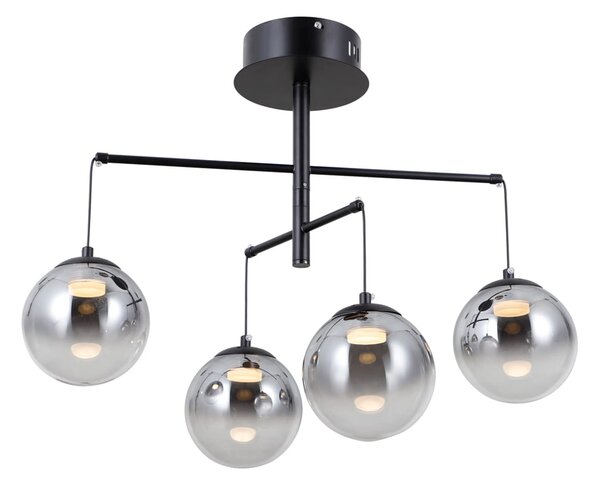 VELADA czarna lampa sufitowa klosze dymione cieniowane LED 4x5W 3000K PND-34381-4-BK