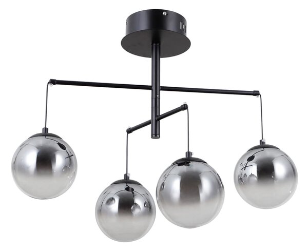 VELADA czarna lampa sufitowa klosze dymione cieniowane LED 4x5W 3000K PND-34381-4-BK