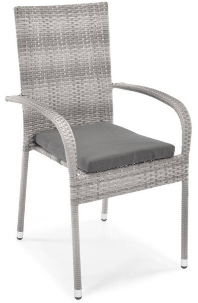 OUTLET - Krzesło ogrodowe z technorattanu bez poduszki MALAGA - szare
