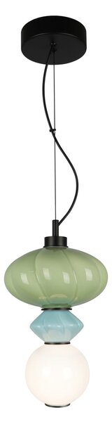 TORDI lampa wisząca ceramika niebieska zielona klosz biały LED 8W 3000K wykończenie czarne PND-94721-1A-MLTI