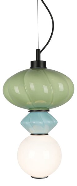 TORDI lampa wisząca ceramika niebieska zielona klosz biały LED 8W 3000K wykończenie czarne PND-94721-1A-MLTI