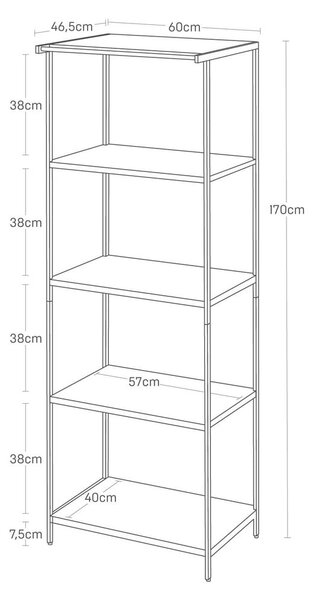 Stalowy regał w matowym białym kolorze 60x170x46,5 cm Tower – YAMAZAKI