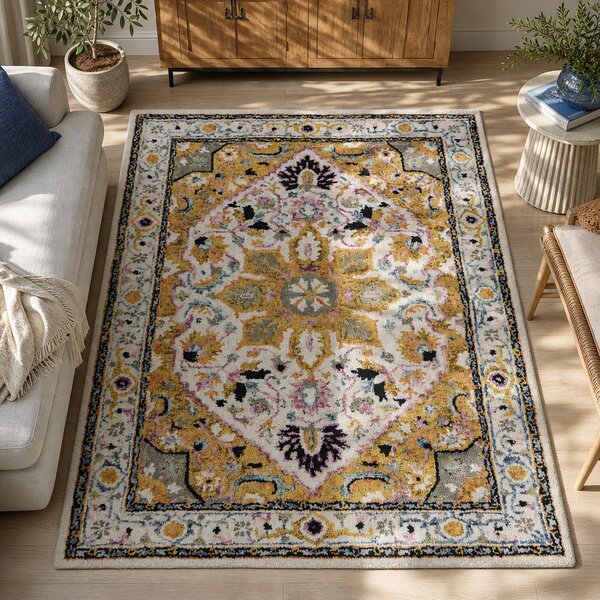 Żółty dywan wełniany 170x120 cm Dahlia – Flair Rugs