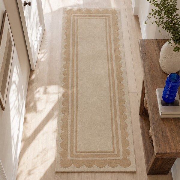 Naturalny wełniany chodnik tkany ręcznie 80x230 cm Lois Scallop – Flair Rugs