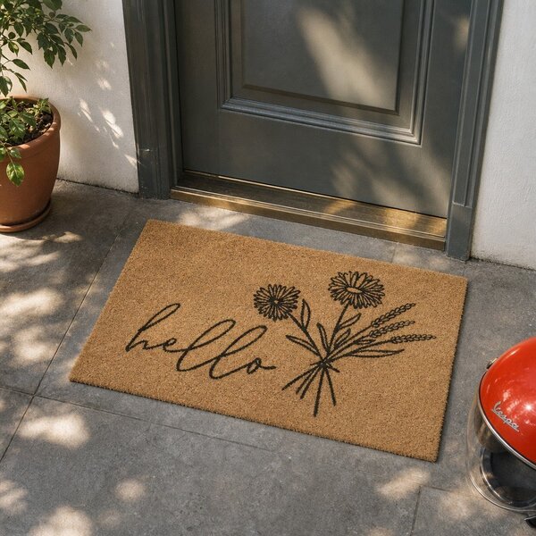 Wycieraczka z włókna kokosowego 75x45 cm Hello & Flowers – Hanse Home
