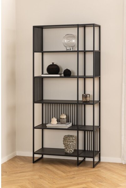 Czarny regał w dekorze kamienia 85x185 cm Strington – Actona