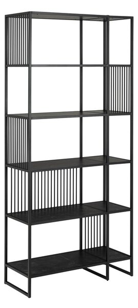 Czarny regał w dekorze kamienia 85x185 cm Strington – Actona