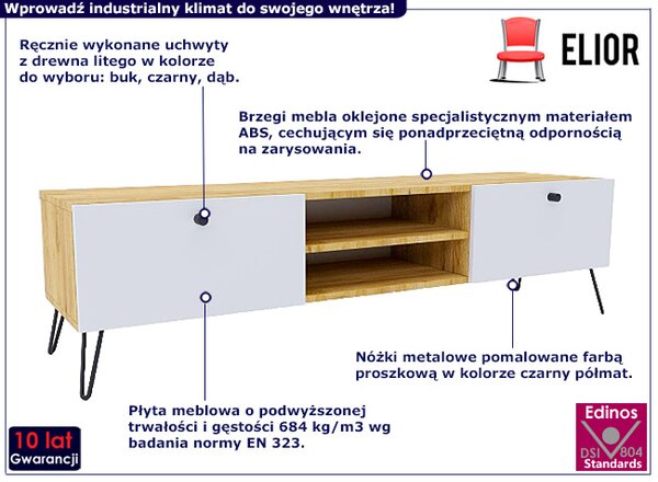 Szafka pod telewizor dąb craft + biały E7-D98