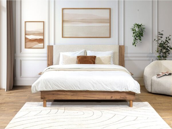 Beżowe łóżko dwuosobowe ze stelażem 140x190 cm Lior – Bobochic Paris