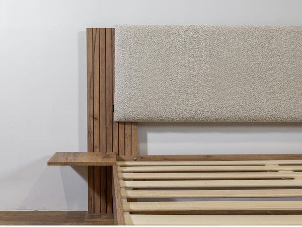 Beżowe łóżko dwuosobowe ze stelażem 140x190 cm Lior – Bobochic Paris
